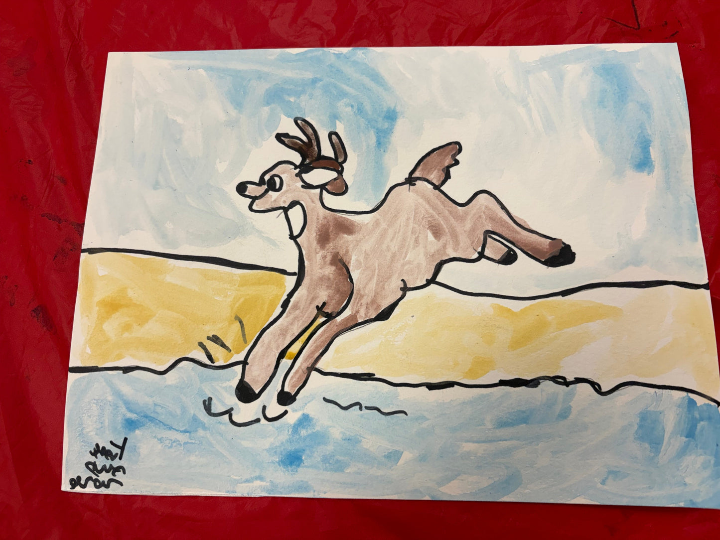 Young Buck Deer Splashing